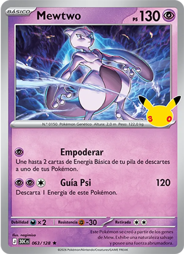 Mewtwo Celebración 30.º Aniversario 063/128
