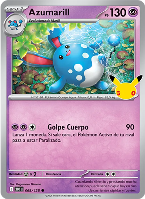 Azumarill Celebración 30.º Aniversario 068/128