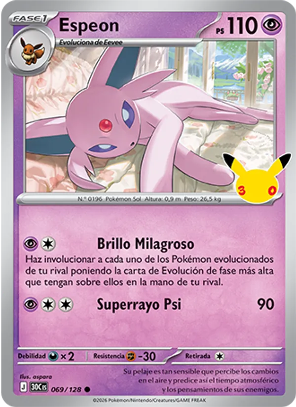 Espeon Celebración 30.º Aniversario 069/128
