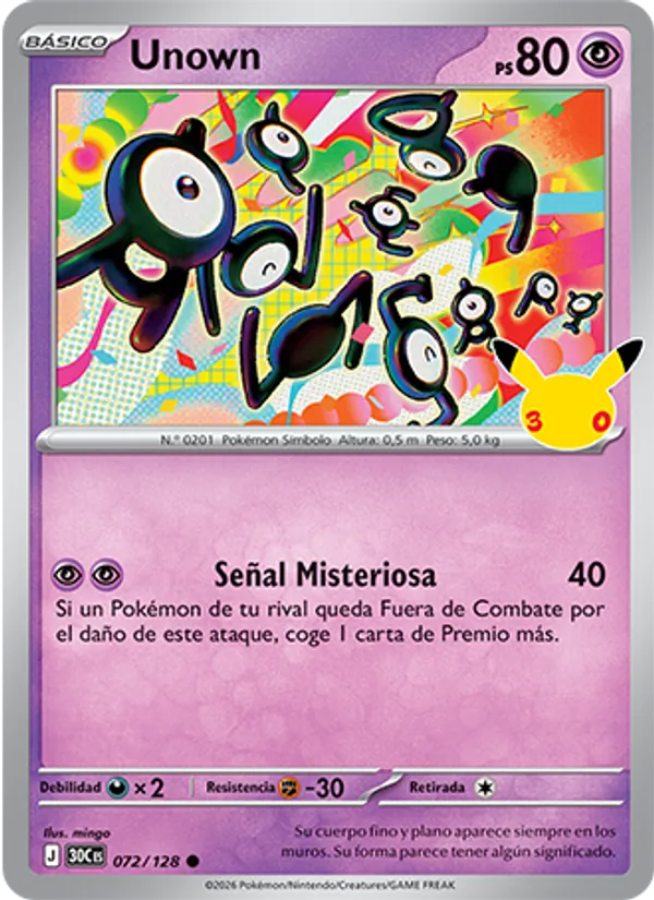 Unown Celebración 30.º Aniversario 072/128