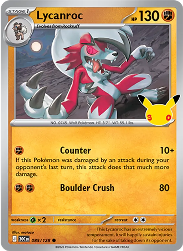 Lycanroc 30th Celebration 085/128