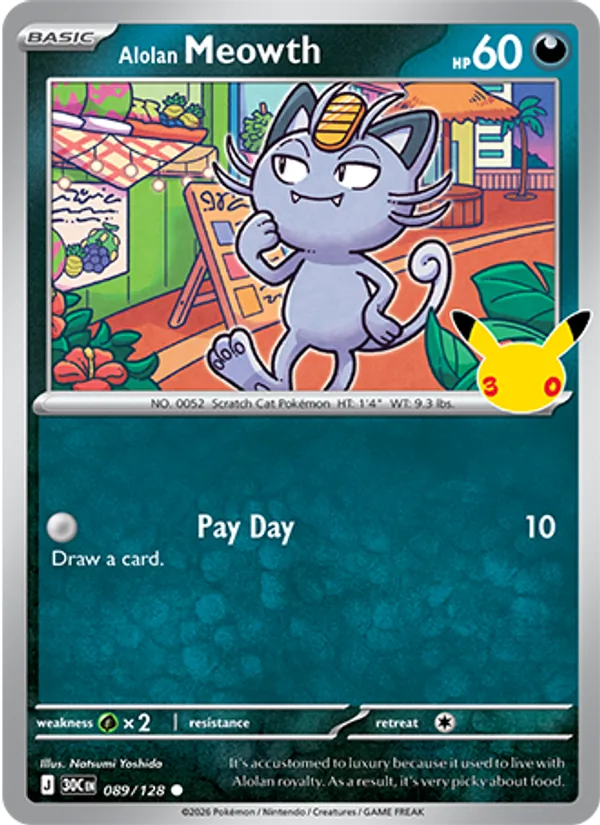 Alolan Meowth Celebração de 30 Anos 089/128