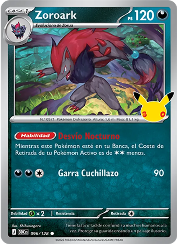 Zoroark Celebración 30.º Aniversario 096/128
