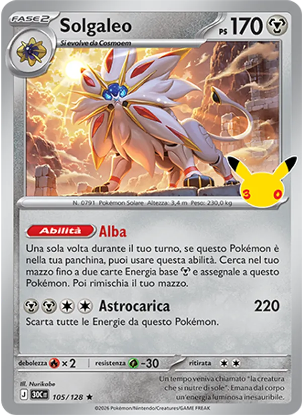 Solgaleo 30° Anniversario 105/128