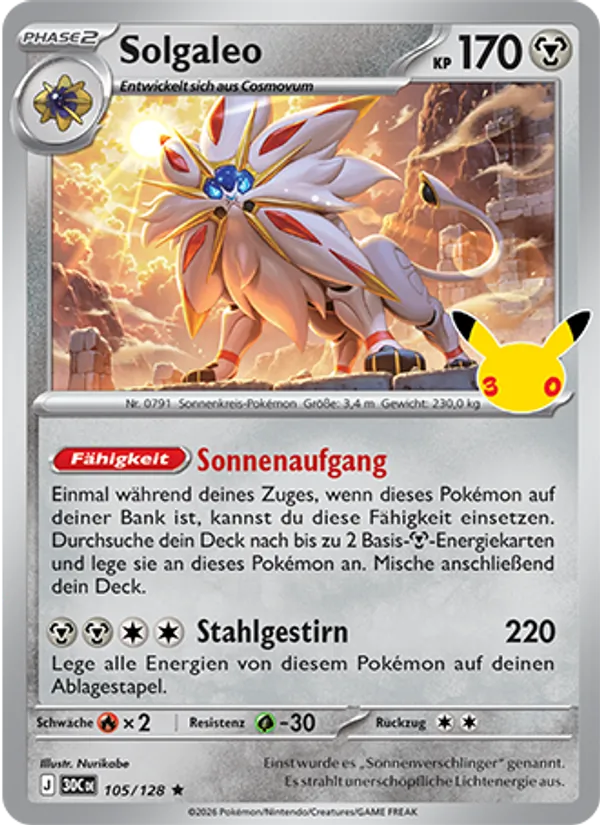 Solgaleo 30 Jahre 105/128