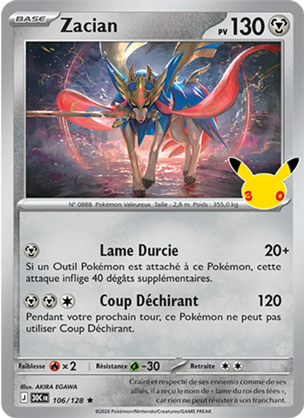 Zacian 30ᵉ Anniversaire 106/128
