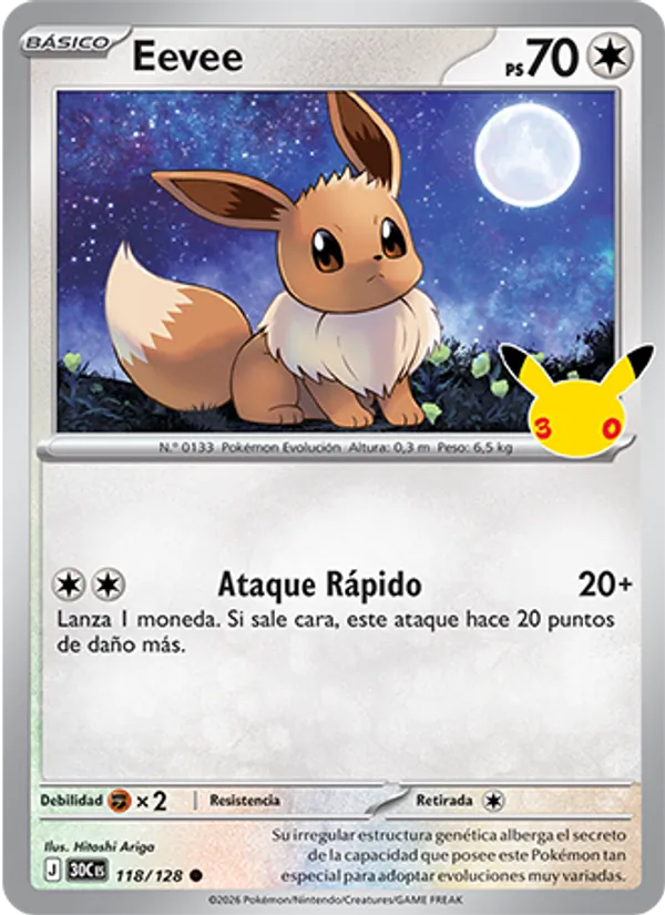 Eevee Celebración 30.º Aniversario 118/128