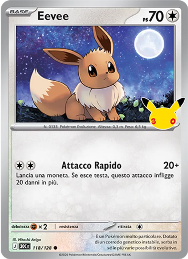 Eevee 30° Anniversario 118/128
