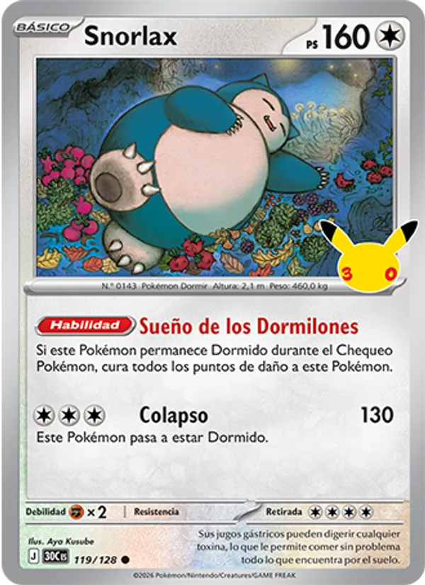 Snorlax Celebración 30.º Aniversario 119/128