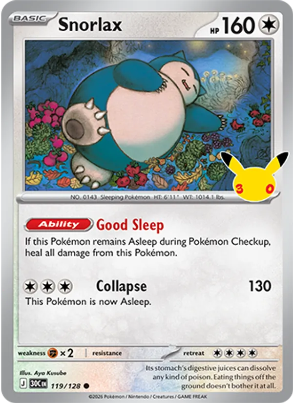 Snorlax Celebração de 30 Anos 119/128