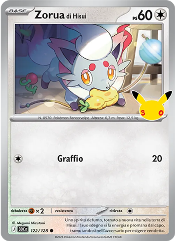 Zorua di Hisui 30° Anniversario 122/128