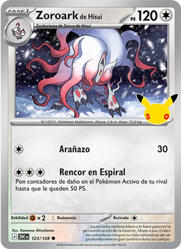 Zoroark de Hisui Celebración 30.º Aniversario 123/128
