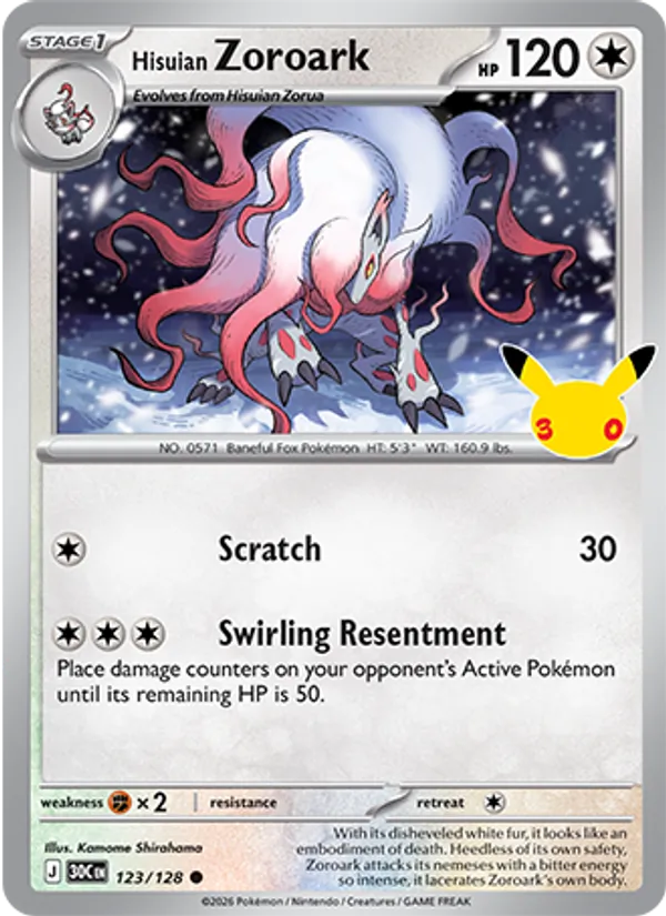 Hisuian Zoroark Celebração de 30 Anos 123/128