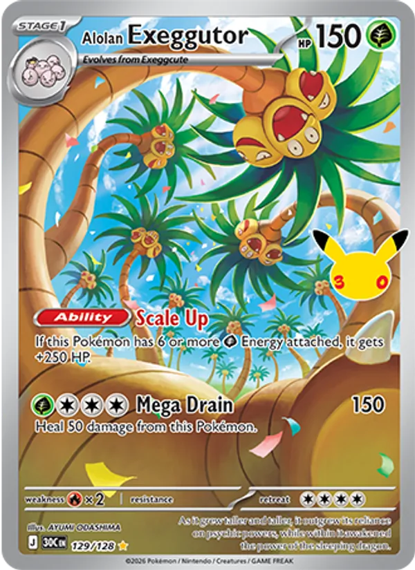 Alolan Exeggutor Celebração de 30 Anos 129/128