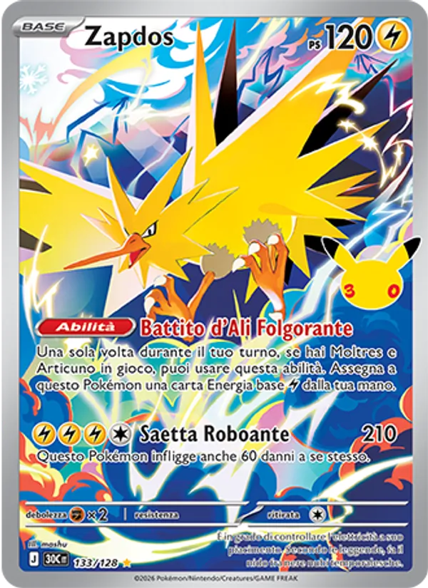 Zapdos 30° Anniversario 133/128
