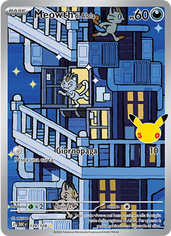 Meowth di Alola 30° Anniversario 139/128