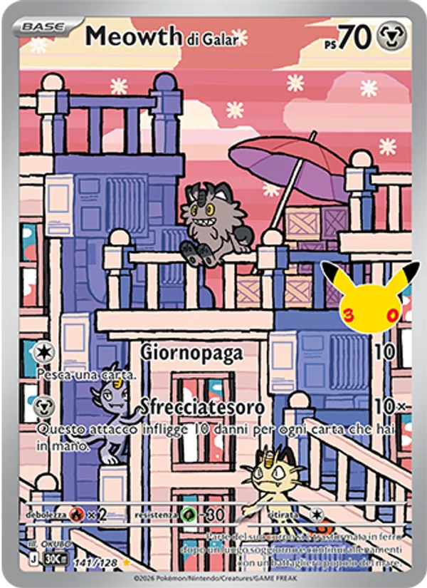 Meowth di Galar 30° Anniversario 141/128