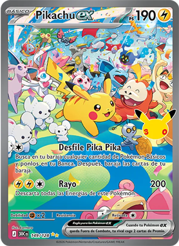 Pikachu ex Celebración 30.º Aniversario 149/128
