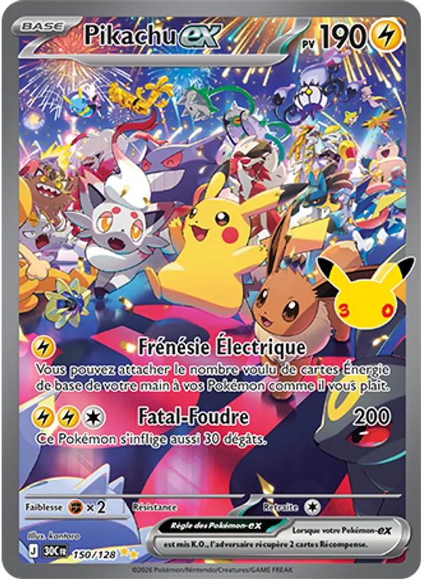 Pikachu-ex 30ᵉ Anniversaire 150/128