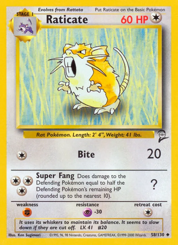 Raticate Base Set 2 58/130