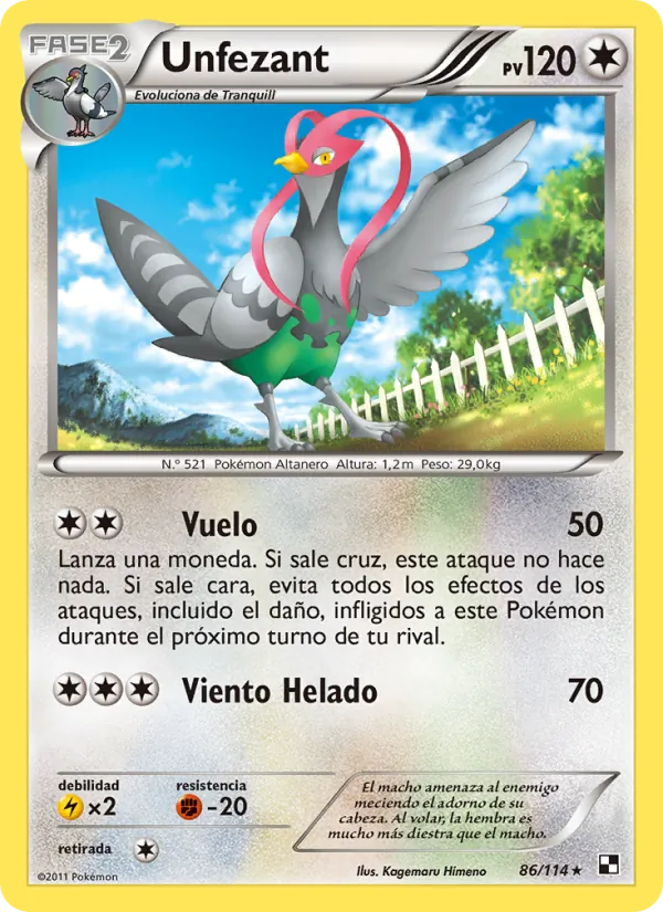 Unfezant Negro y Blanco 86/114