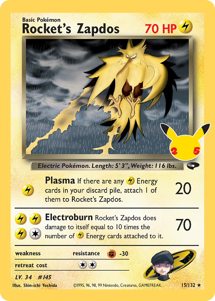 Rocket's Zapdos Celebrações Coleção Clássica CC007/25