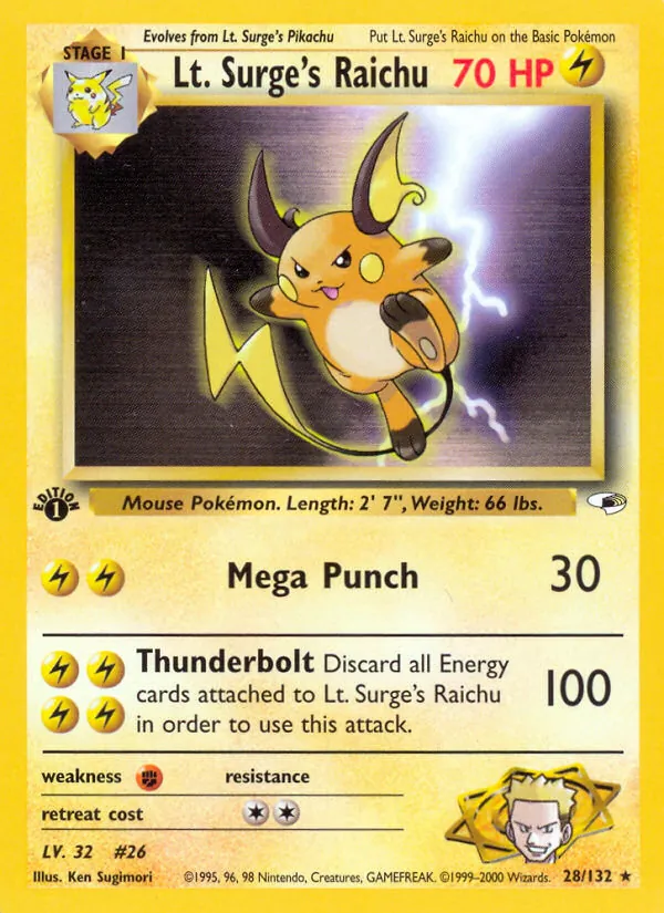 Lt. Surge's Raichu Gym Heroes 28/132