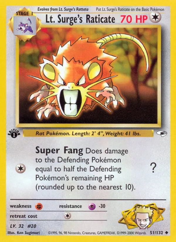 Lt. Surge's Raticate Gym Heroes 51/132