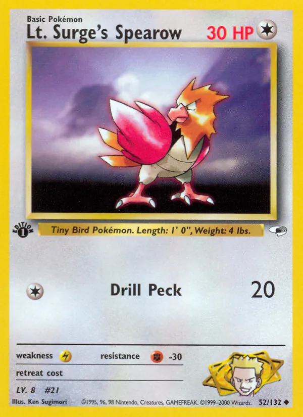 Lt. Surge's Spearow Gym Heroes 52/132