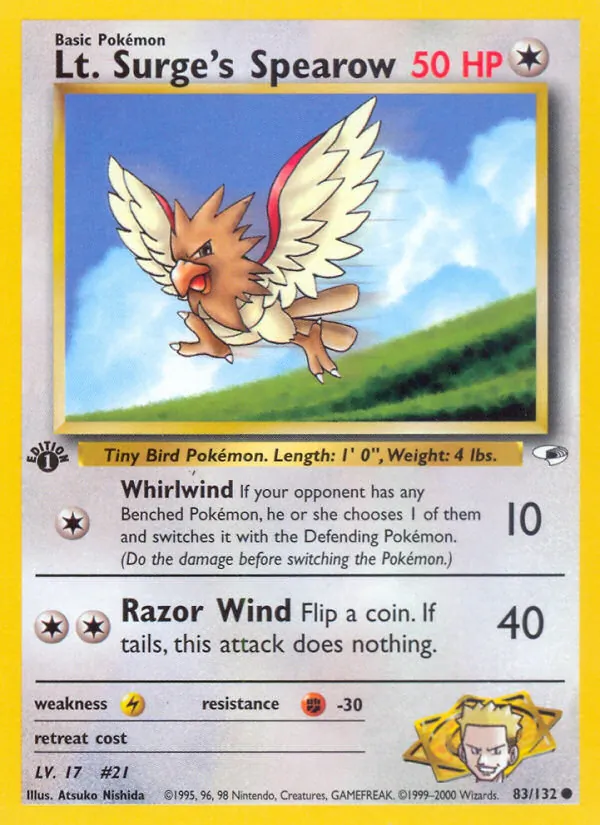 Lt. Surge's Spearow Gym Heroes 83/132
