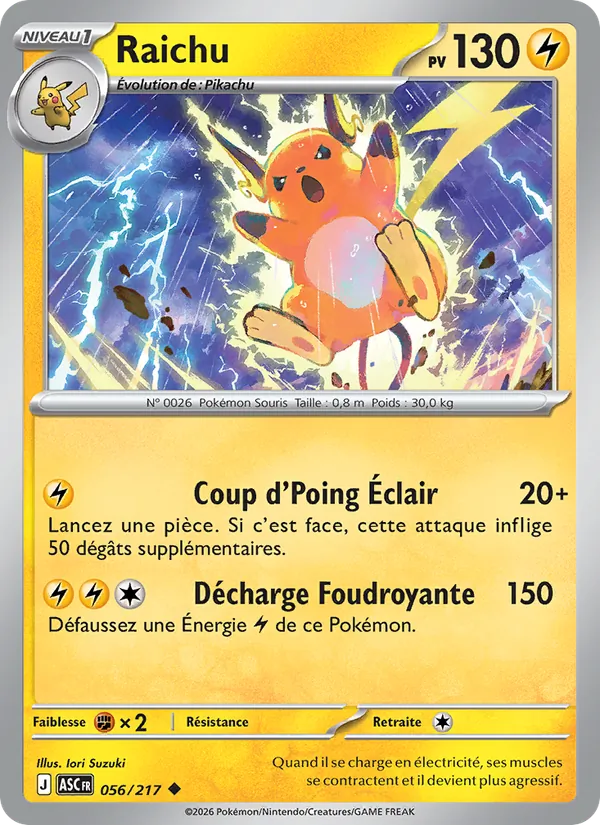 Raichu Héros Transcendants 056/217