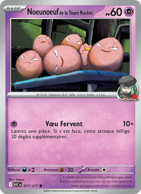Noeunoeuf de la Team Rocket Héros Transcendants 077/217