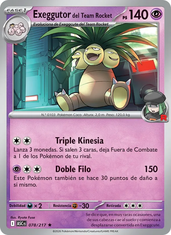 Exeggutor del Team Rocket Héroes Ascendentes 078/217