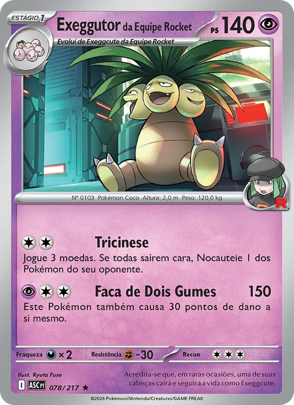Exeggutor da Equipe Rocket Heróis Excelsos 078/217