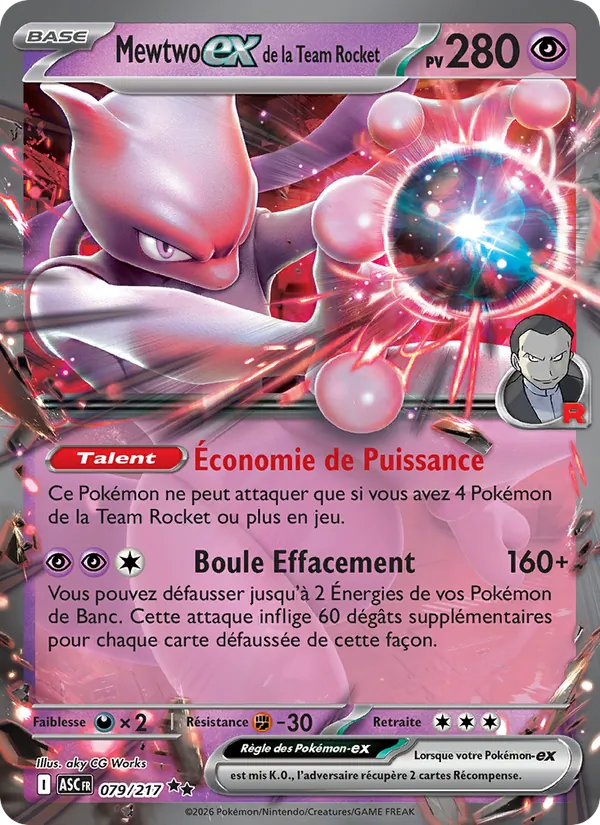 Mewtwo-ex de la Team Rocket Héros Transcendants 079/217