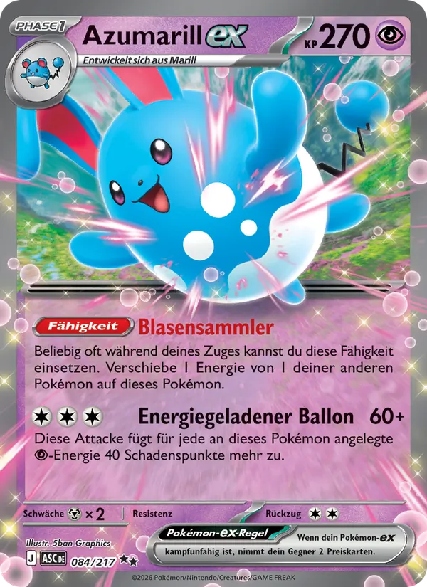 Azumarill-ex Erhabene Helden 084/217