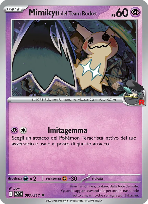 Mimikyu del Team Rocket Ascesa Eroica 097/217