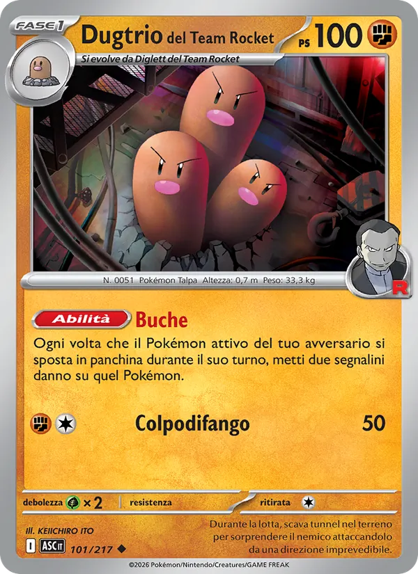 Dugtrio del Team Rocket Ascesa Eroica 101/217