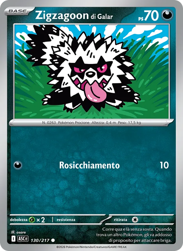 Zigzagoon di Galar Ascesa Eroica 130/217