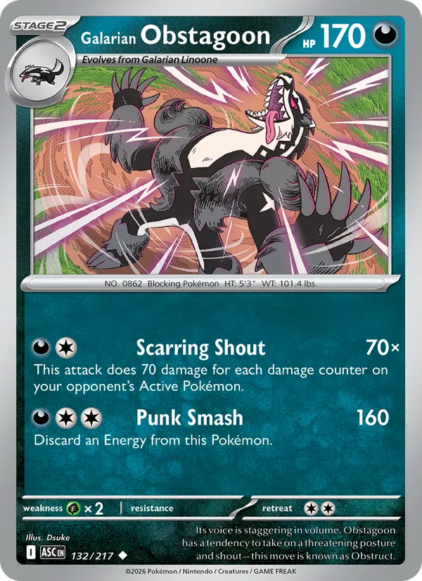 Galarian Obstagoon Ascended Heroes 132/217