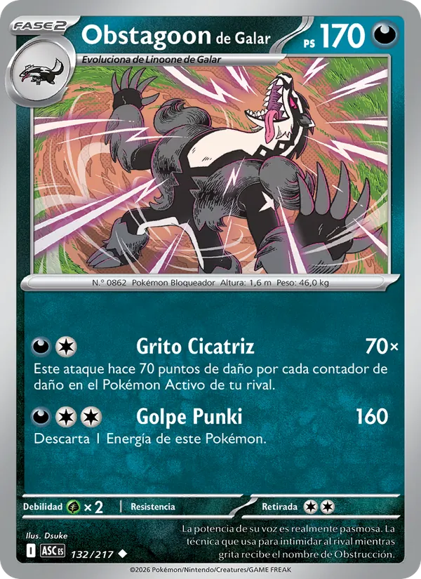 Obstagoon de Galar Héroes Ascendentes 132/217