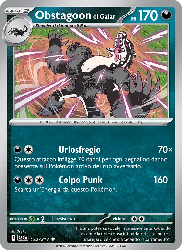 Obstagoon di Galar Ascesa Eroica 132/217