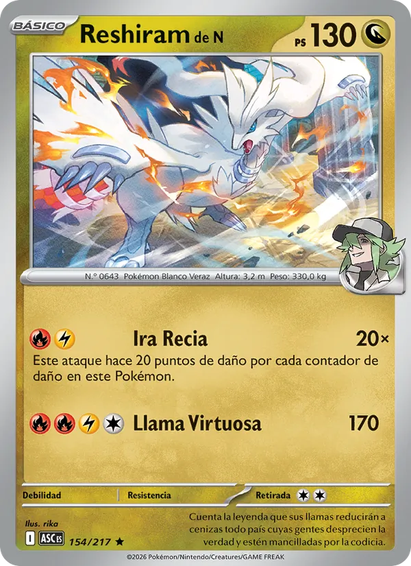 Reshiram de N Héroes Ascendentes 154/217
