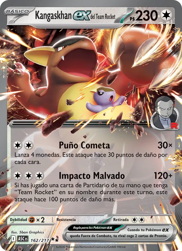 Kangaskhan ex del Team Rocket Héroes Ascendentes 162/217