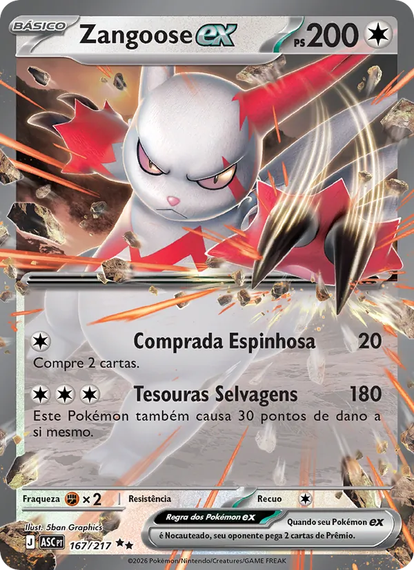 Zangoose ex Heróis Excelsos 167/217