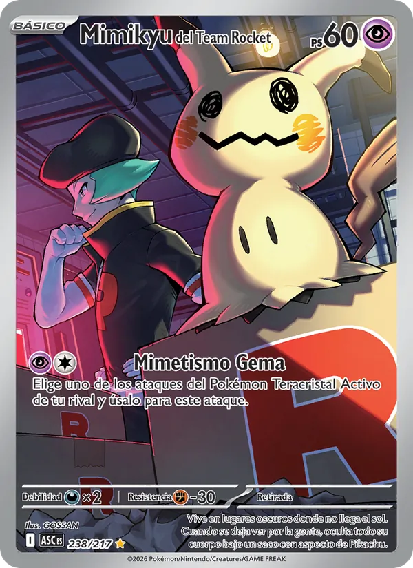 Mimikyu del Team Rocket Héroes Ascendentes 238/217