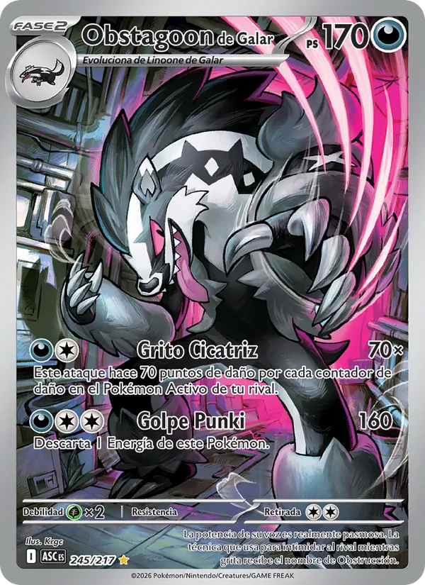 Obstagoon de Galar Héroes Ascendentes 245/217