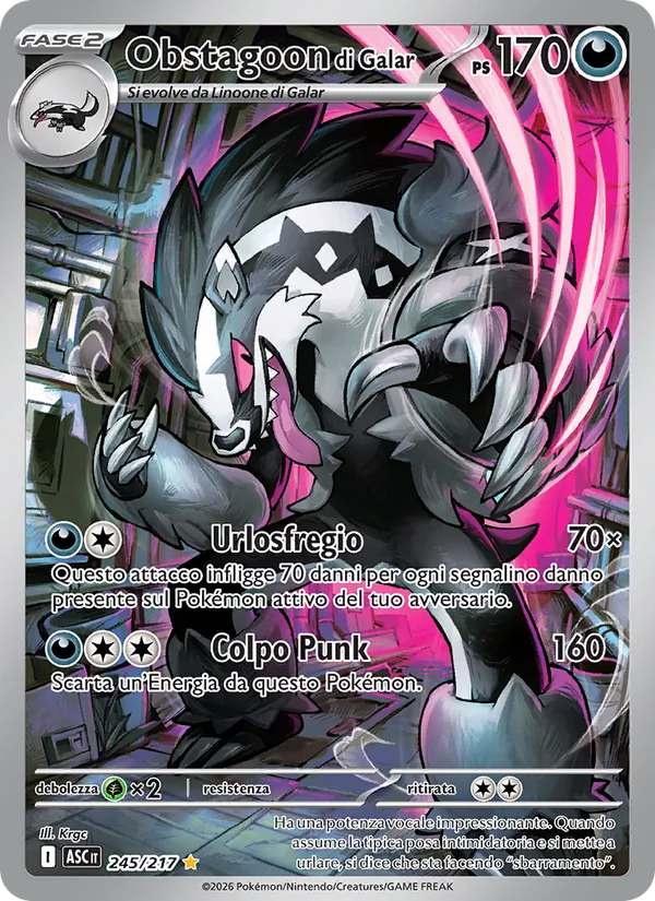 Obstagoon di Galar Ascesa Eroica 245/217