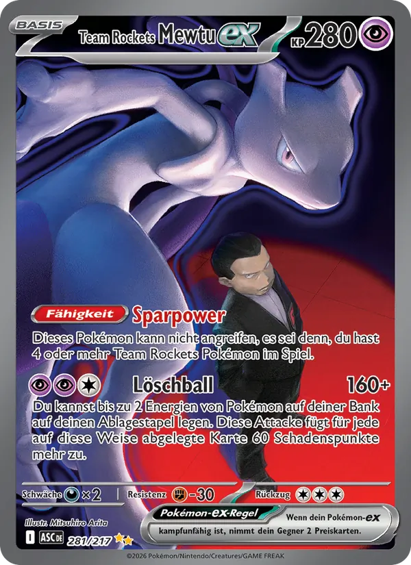Team Rockets Mewtu-ex Erhabene Helden 281/217