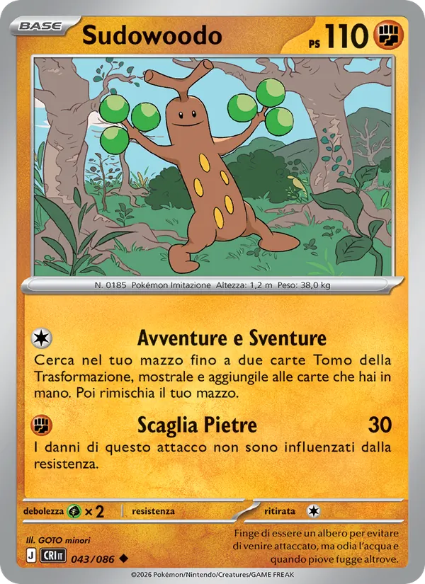Sudowoodo Caos Nascente 043/86